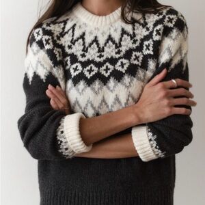 Marine Layer ‘Fiorella’ Fair Isle Black and Cream Sweater
